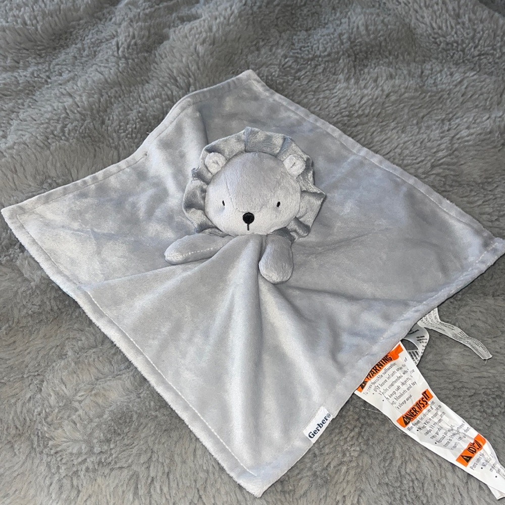 Gerber Security Blanket LION Lovey Gray Blue Toy RARE